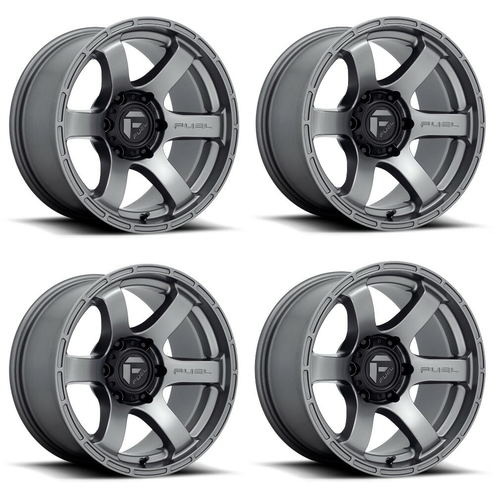 Set 4 Fuel D767 Rush 18x9 6x5.5 Matte Gun Metal Wheels 18" 1mm Rims