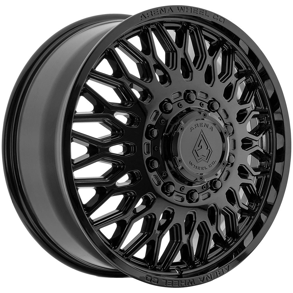 22" Arena A129 Dually Valkyrie 22x8.25 10x225 100mm Front Truck Gloss Black Rim Offroad Wheel