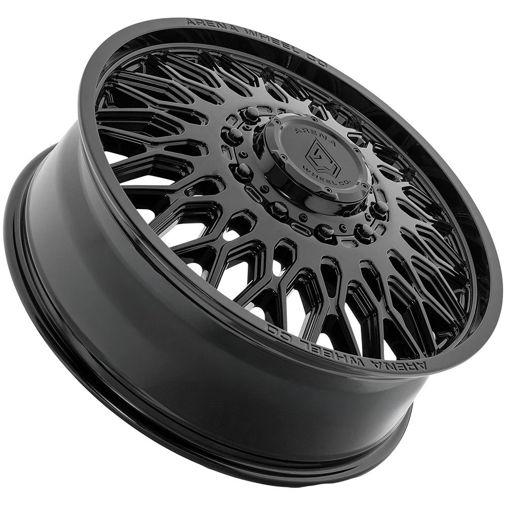 22" Arena A129 Dually Valkyrie 22x8.25 10x225 100mm Front Truck Gloss Black Rim Offroad Wheel