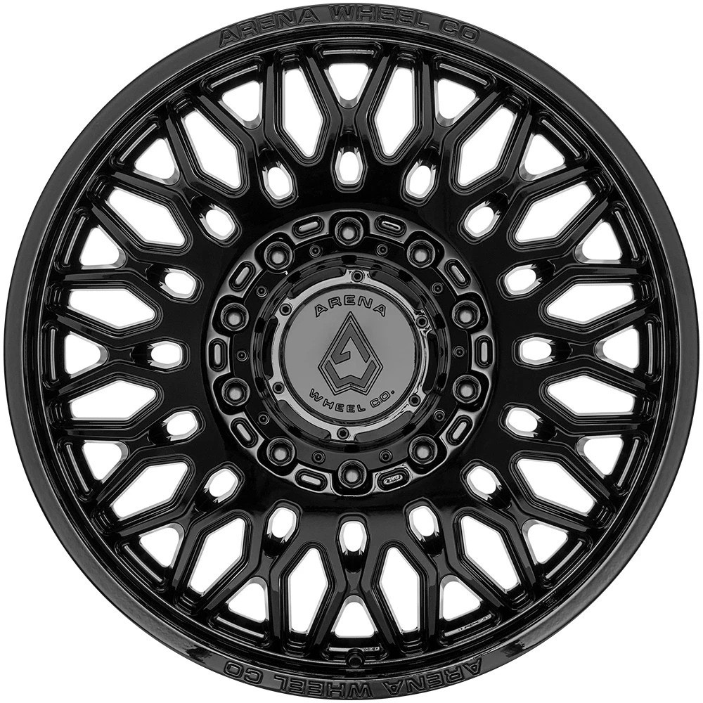 24" Arena A129 Dually Valkyrie 24x8.25 10x225 105mm Front Truck Gloss Black Rim Offroad Wheel