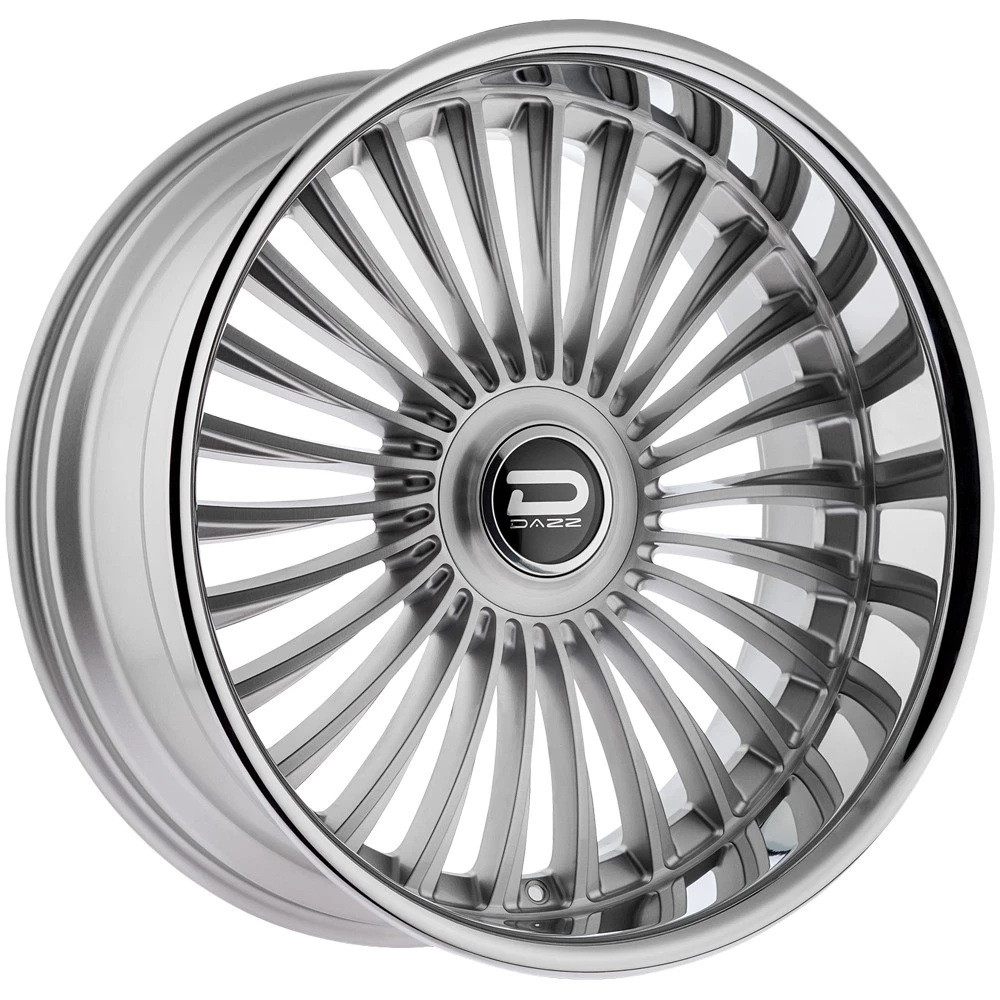 24" Dazz D104 Merlot 24x10 5x4.75 0mm Silver Brushed Chromed Stainless Steel Lip Rim Premium Car Street Wheel