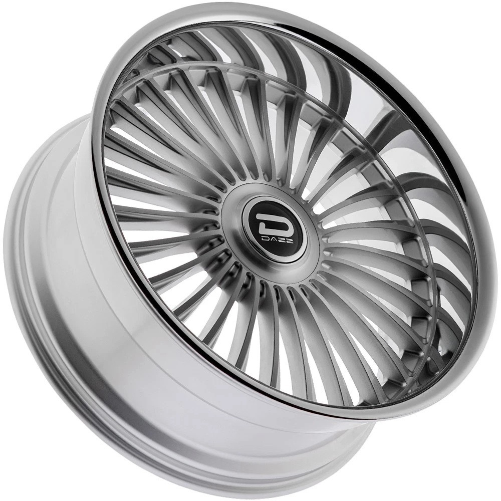 24" Dazz D104 Merlot 24x10 5x4.75 0mm Silver Brushed Chromed Stainless Steel Lip Rim Premium Car Street Wheel