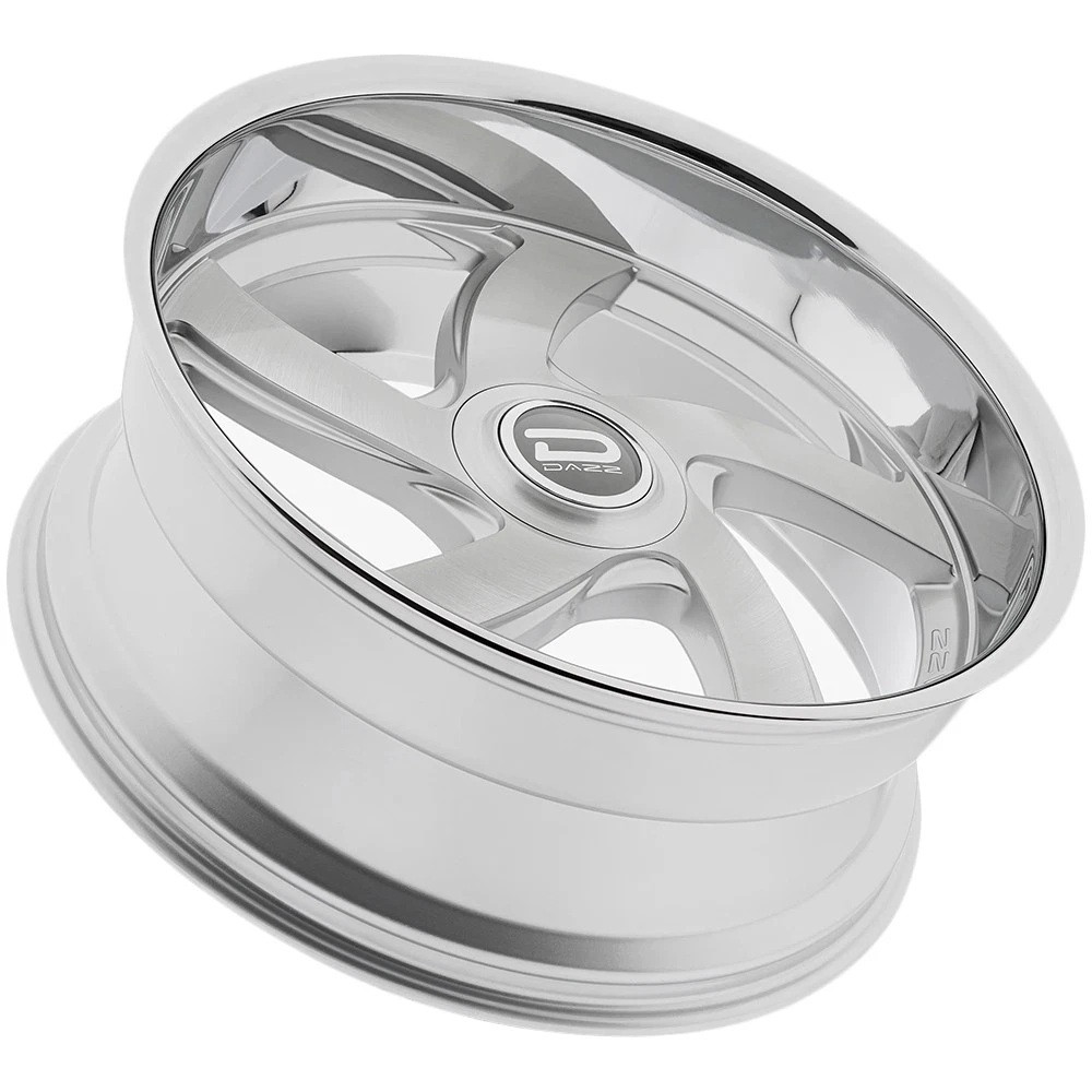 Set 4 24" Dazz D105 Bussin 24x10 5x4.75 0mm Silver Brushed Chromed Steel Lip Rim Premium Car Street Wheels