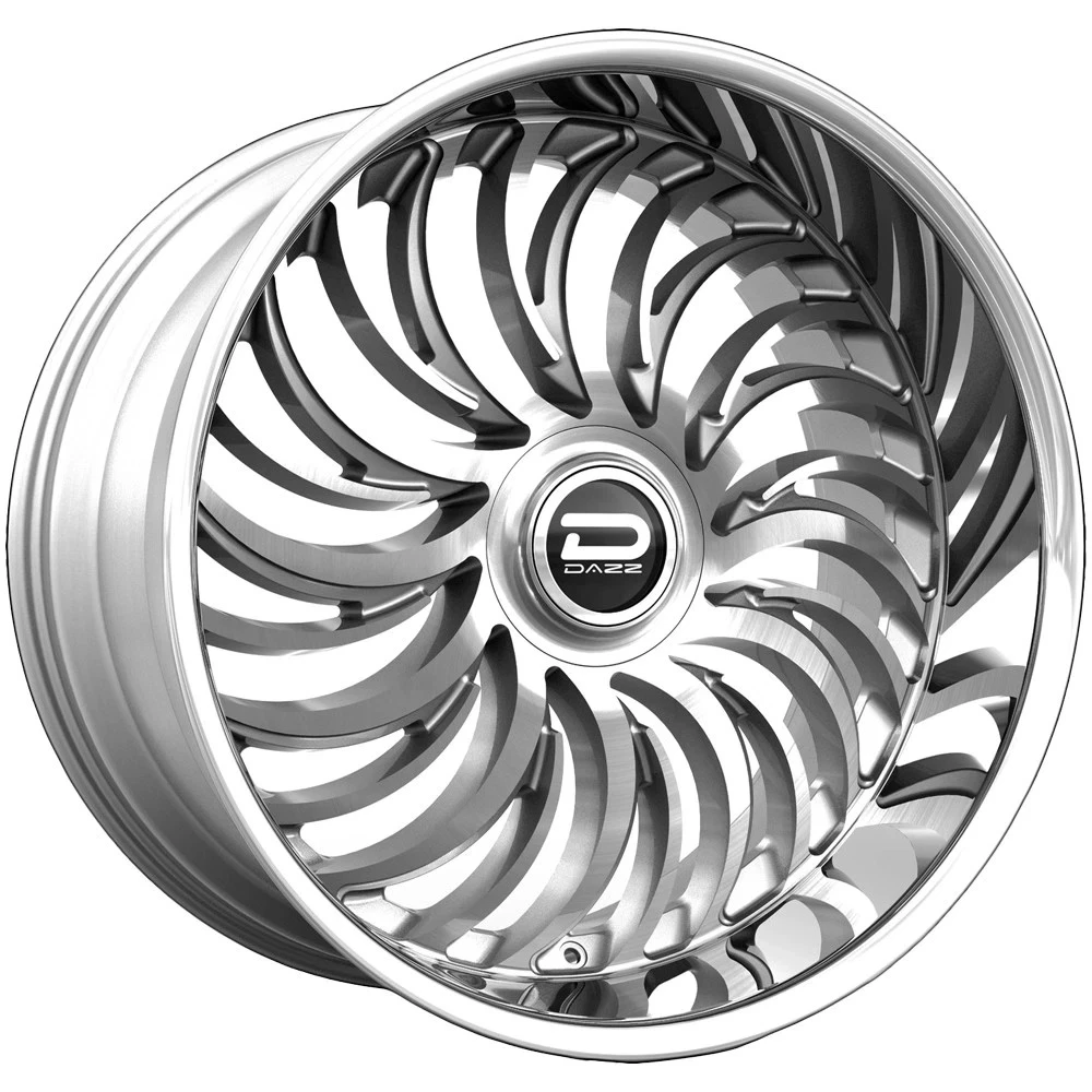 24" Dazz D103 Heat 24x9 5x4.75 0mm Silver Brushed Chromed Stainless Steel Lip Rim Premium Car Street Wheel