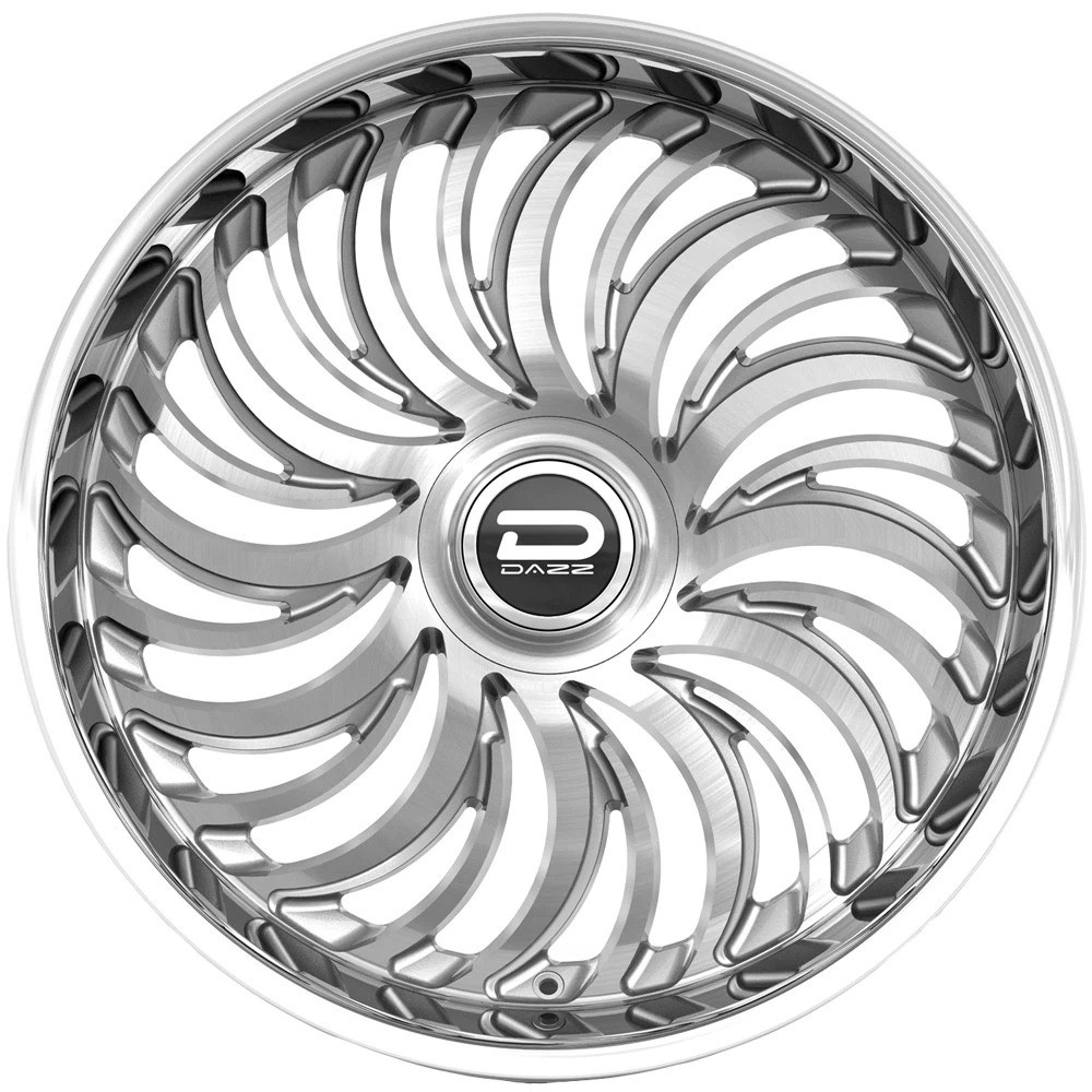24" Dazz D103 Heat 24x10 5x4.75 0mm Silver Brushed Chromed Stainless Steel Lip Rim Premium Car Street Wheel