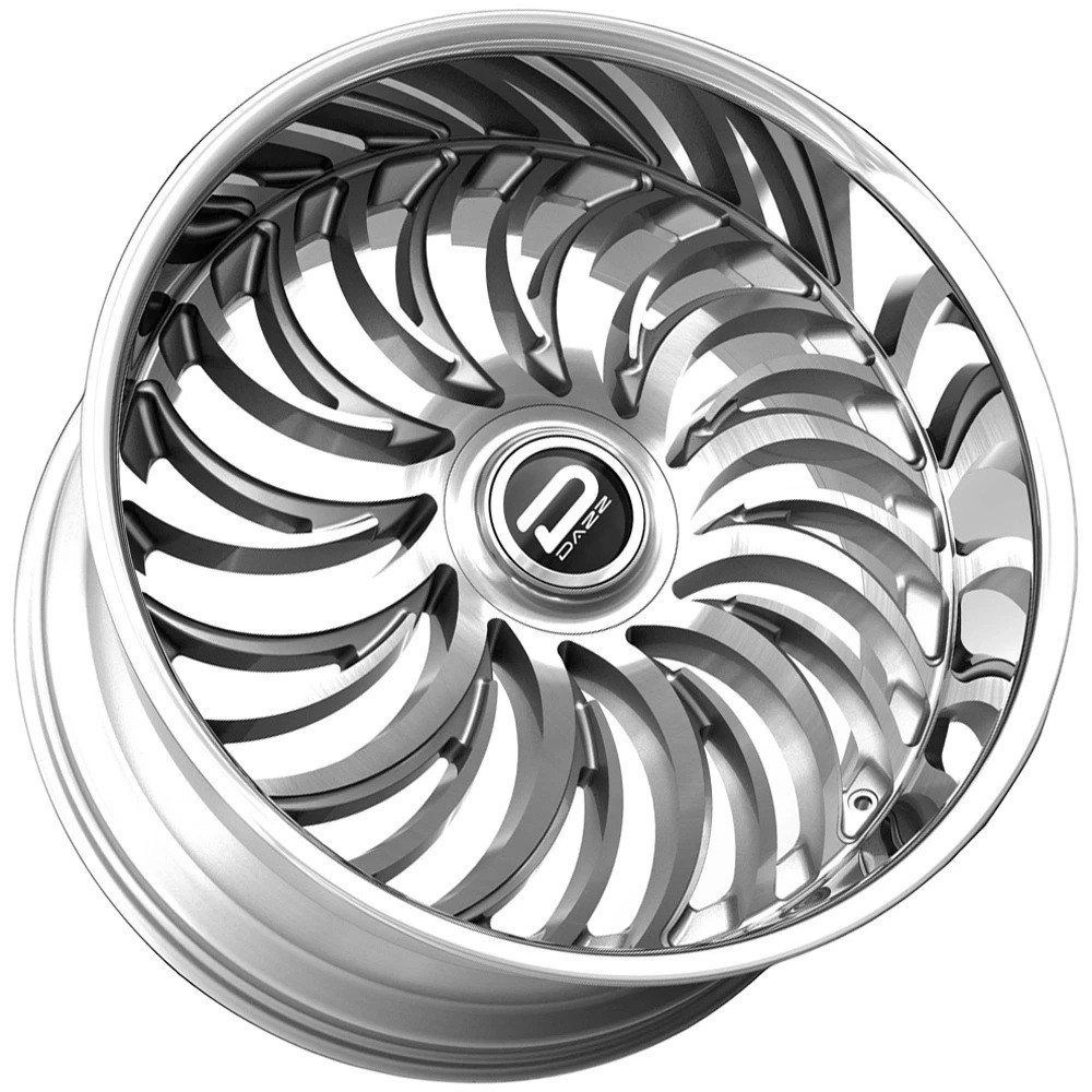 24" Dazz D103 Heat 24x10 5x4.75 0mm Silver Brushed Chromed Stainless Steel Lip Rim Premium Car Street Wheel