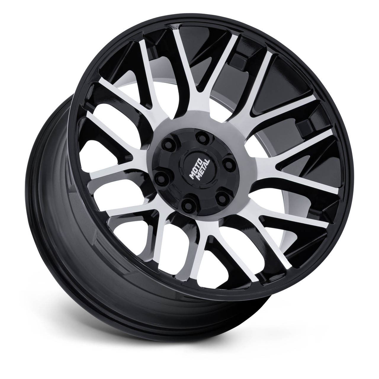 20" Moto Metal MO816 Overlook 20x10 6x135 6x5.5 -18mm Gloss Black Machined Wheel Lifted Offroad Truck SUV Rim