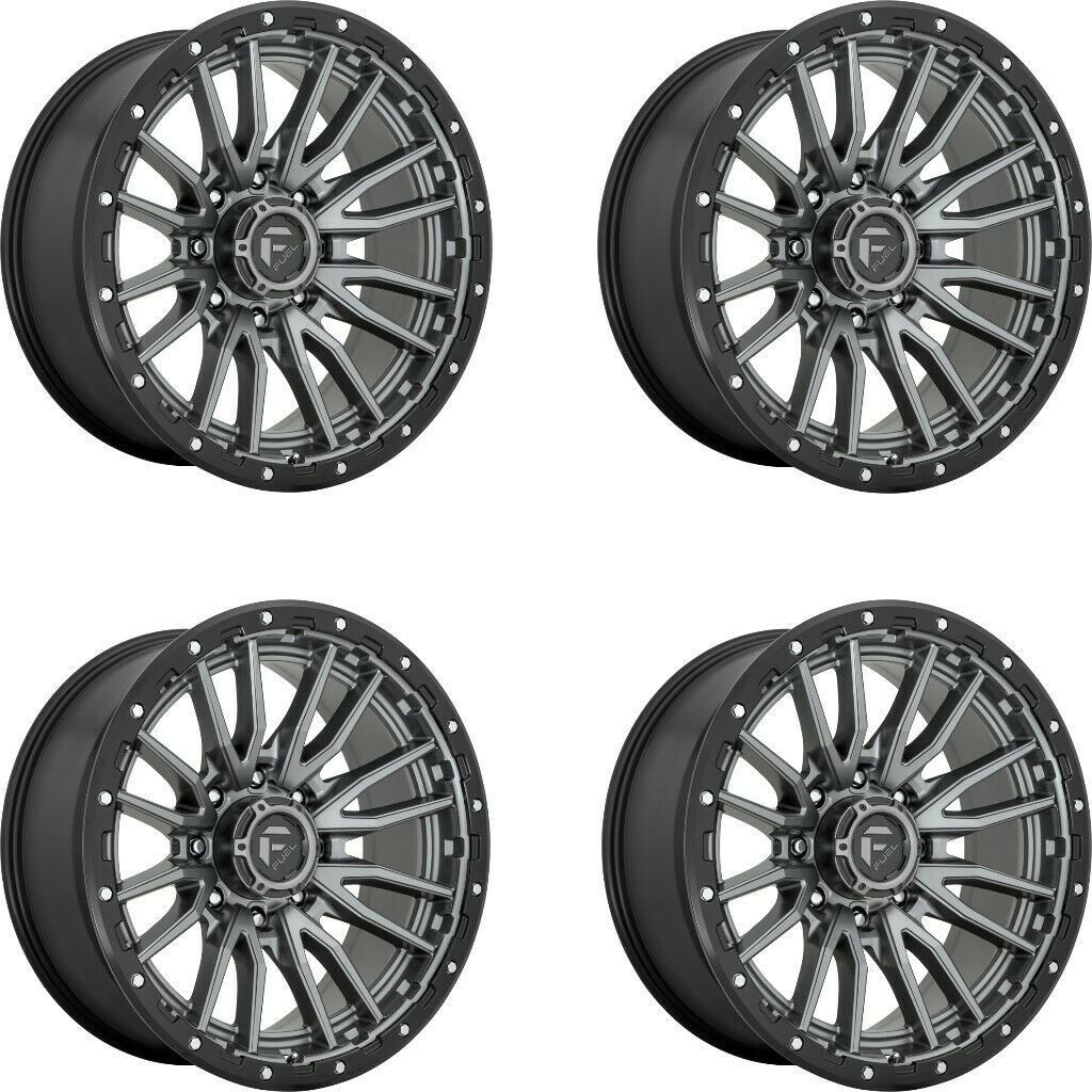 Set 4 Fuel D680 Rebel 22x10 6x5.5 Gunmetal Black Bead Ring Wheels 22" -13mm Rims