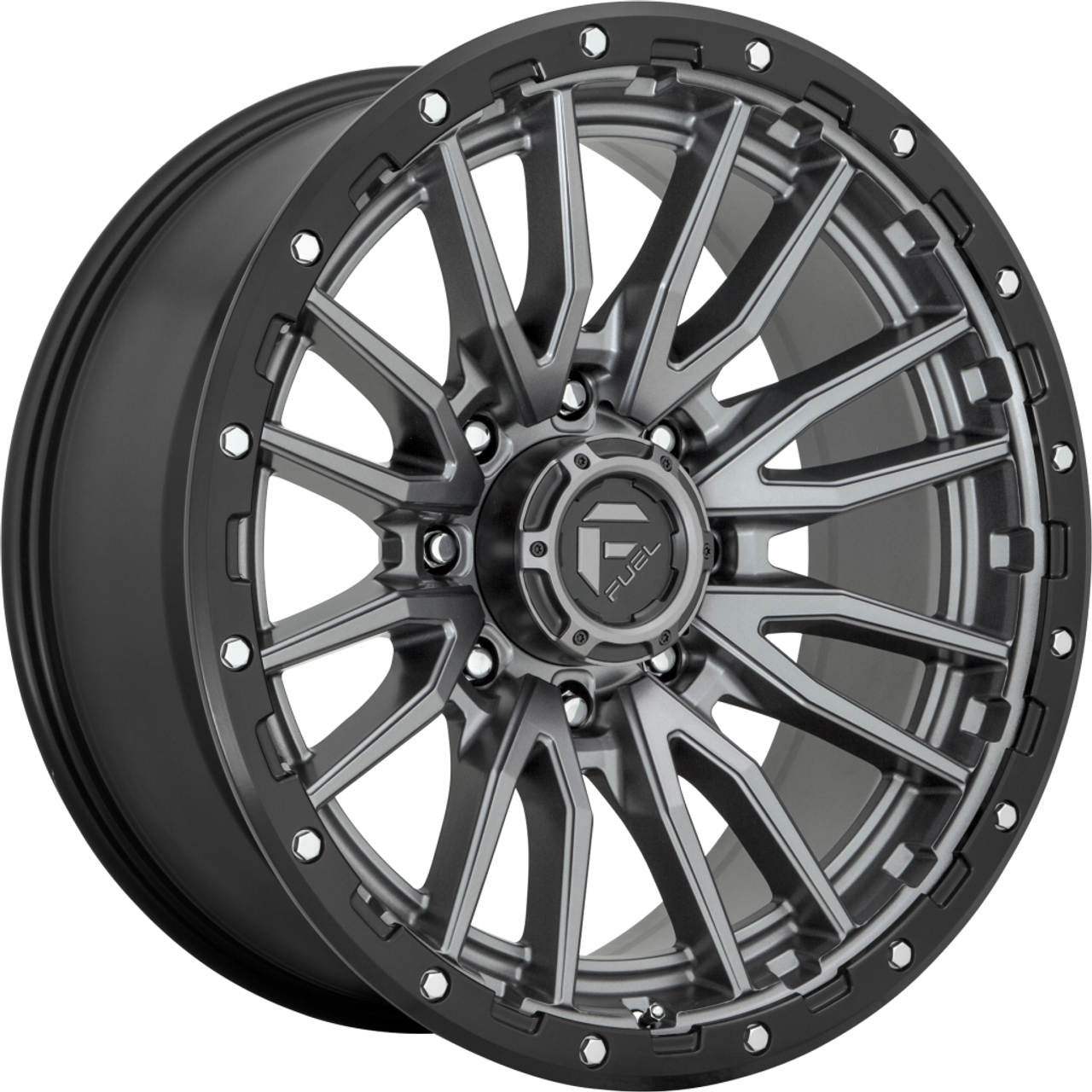 Set 4 Fuel  D680 Rebel 22x10 6x5.5 Gun Metal Black Bead Ring Wheels 22" -13mm