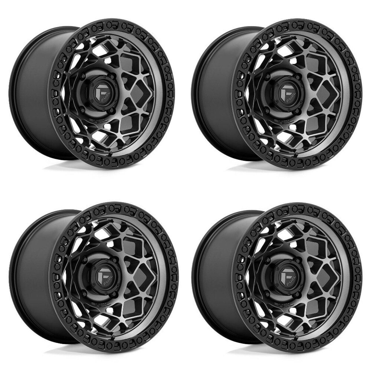 Set 4 15" Fuel UTV D784 Unit UTV 15x10 4x137 Gunmetal Black Ring Wheels 0mm Rims