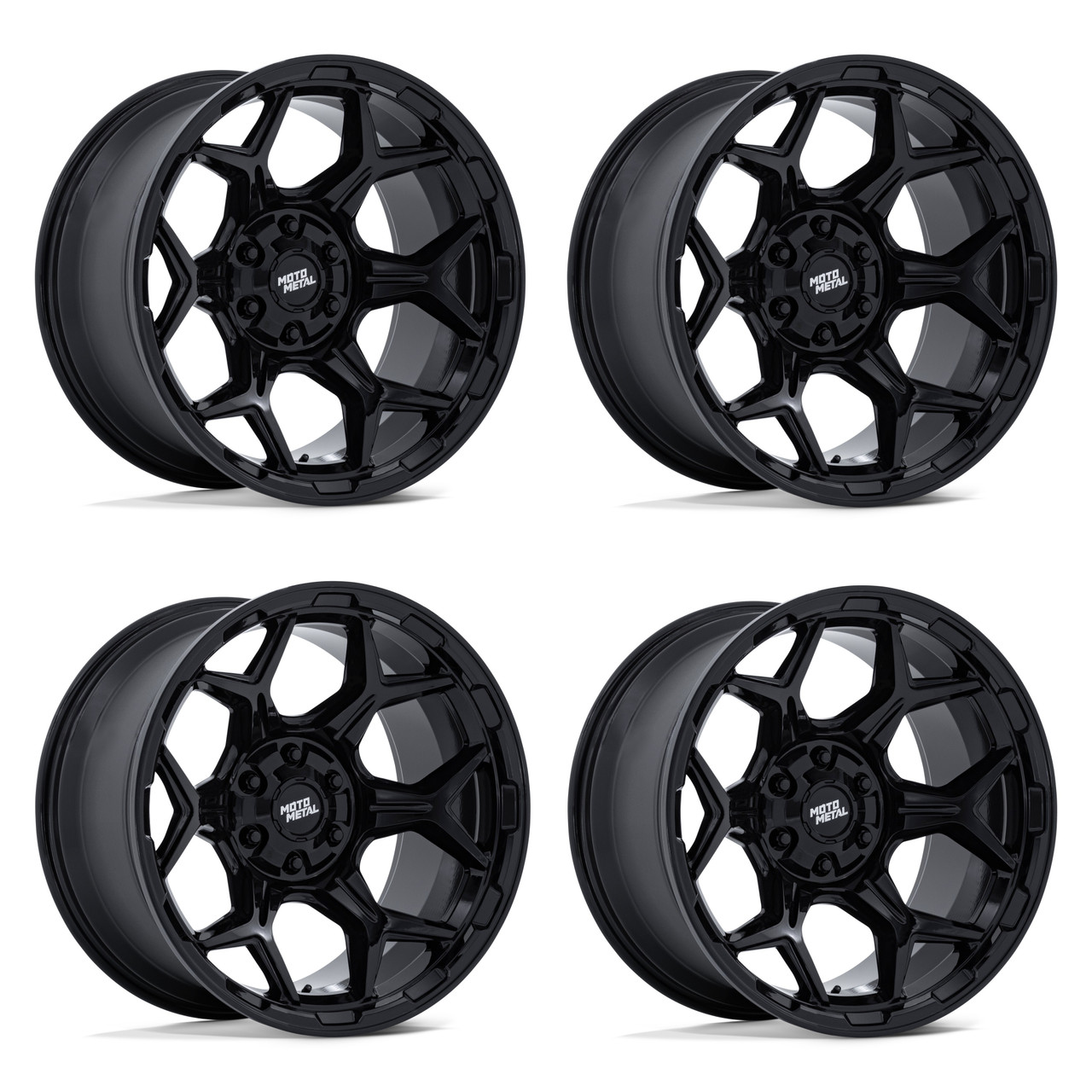 Set 4 20" Moto Metal MO815 Dux 20x9 5x4.5 5x5 1mm Gloss Black Wheels Truck Rims Offroad SUV