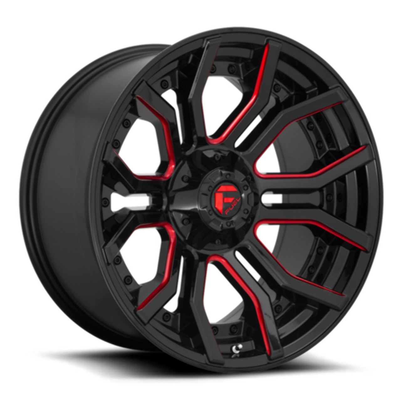 Set 4 Fuel  D712 Rage 22x10 5x5 5x5.5 Black Red Tinted Clear Wheels 22" -18mm