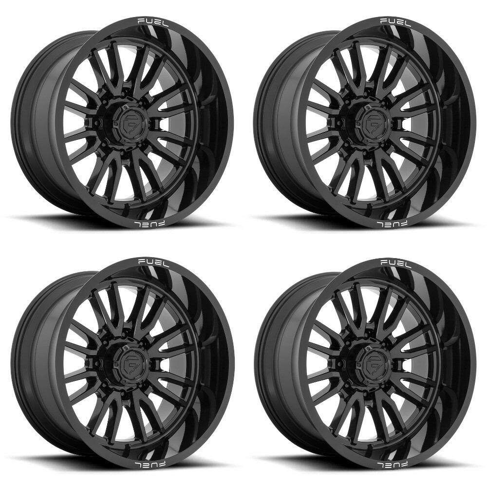 Set 4 22" Fuel D760 Clash 22x12 8x170 Gloss Black Wheels -44mm Lifted Truck Rims