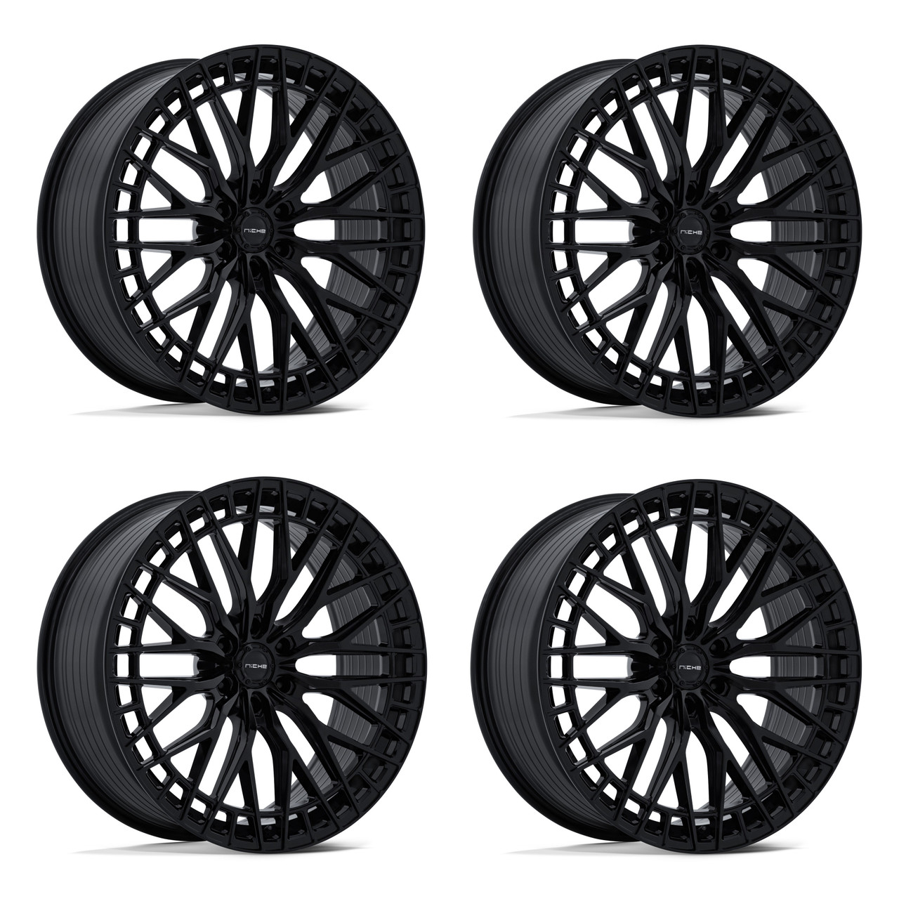 Set 4 22" Niche NC288 Genoa 22x9.5 6x120 38mm Gloss Black Wheels Truck SUV Rims Premium Luxury