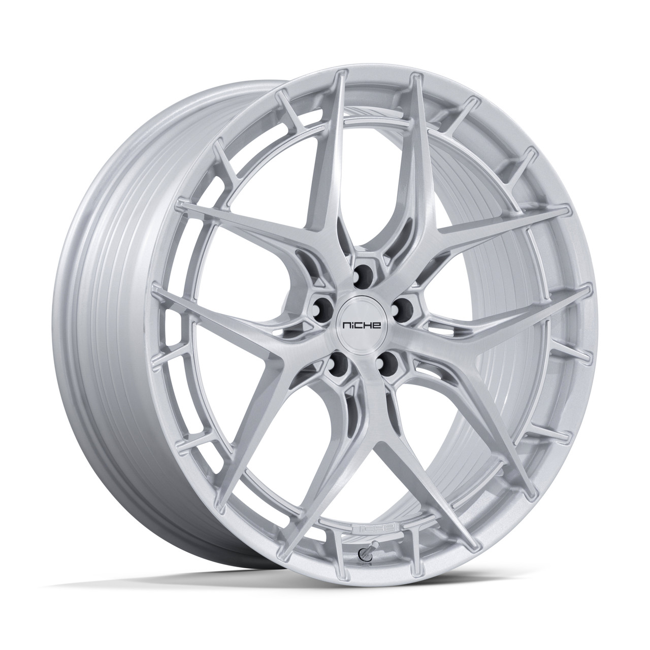 Set 4 20" Niche NC286 Riviera 20x11 5x120 43mm Gloss Silver Brushed Face Wheels Premium Luxury Car SUV Rims