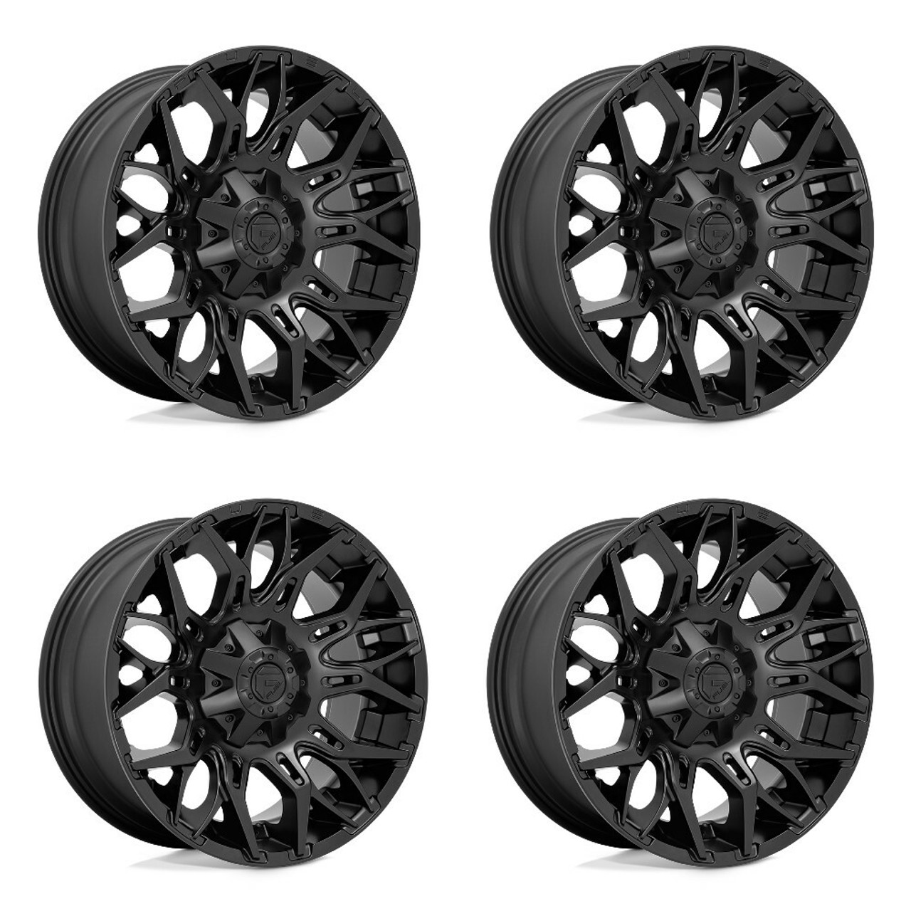 Set 4 Fuel D772 Twitch 20x9 8x180 Blackout Wheels 20" 1mm Rims For Chevy GMC