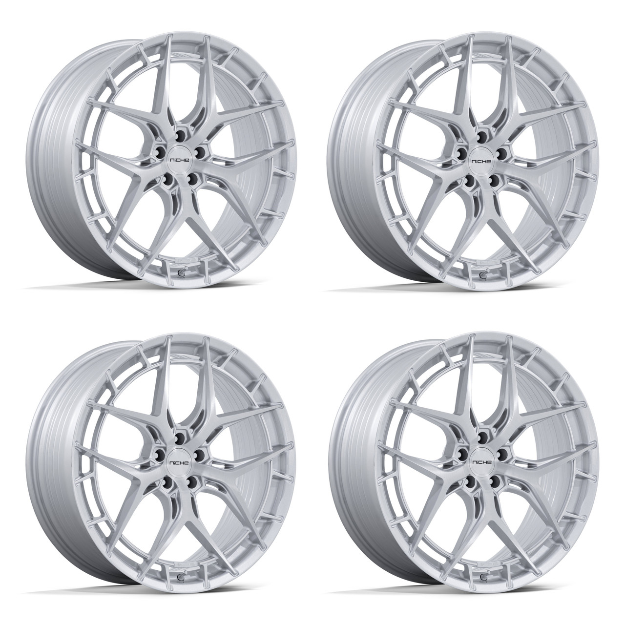 Set 4 20" Niche NC286 Riviera 20x10.5 5x4.5 40mm Gloss Silver Brushed Face Rims Luxury Car SUV Wheels