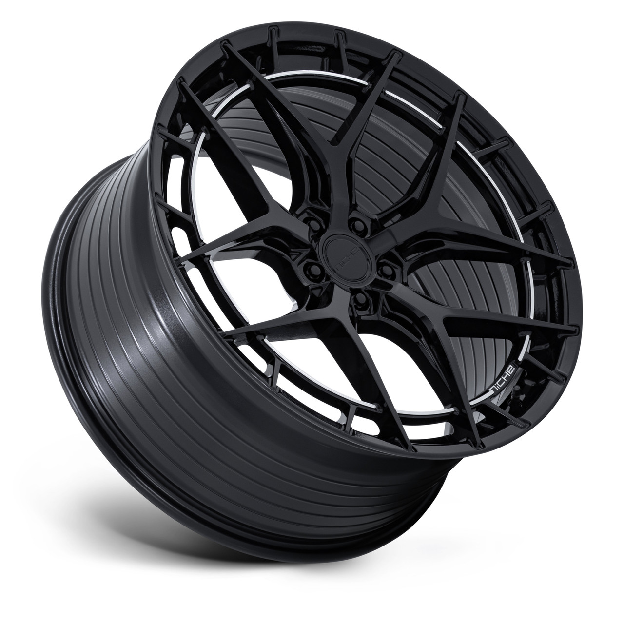 Set 4 22" Niche NC286 Riviera 22x10.5 5x120 38mm Gloss Black Wheels Luxury Rims Premium Car SUV Wheels