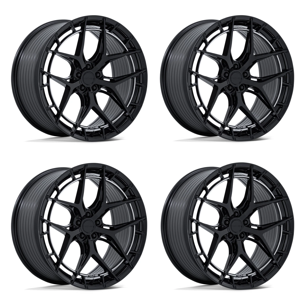 Set 4 20" Niche NC286 Riviera 20x9.5 5x4.5 35mm Gloss Black Luxury Car SUV Rims Premium Wheels