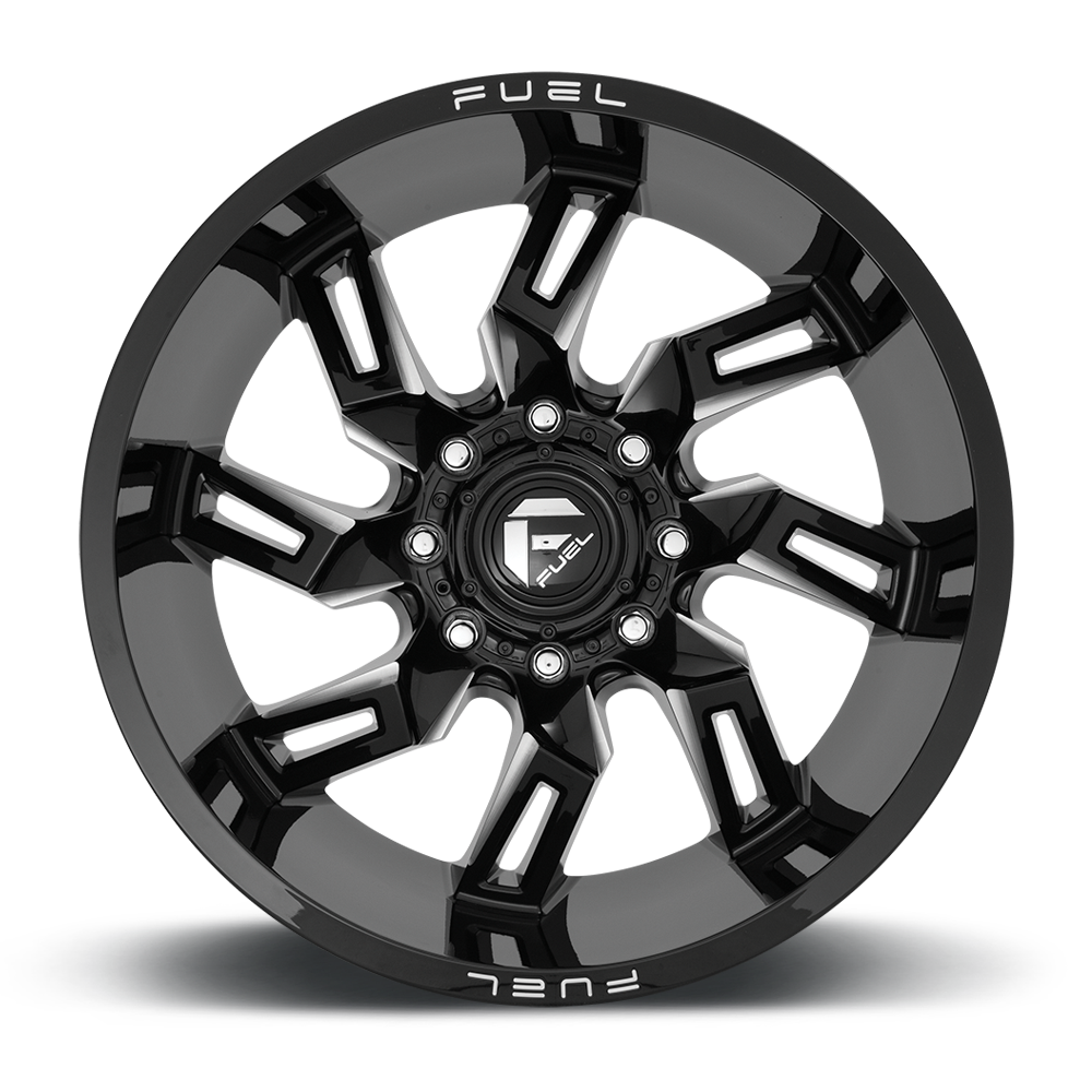 Set 4 20" Fuel D747 Lockdown 20x9 6x5.5 Gloss Black Milled Wheels 1mm Truck Rims Offroad SUV Wheels