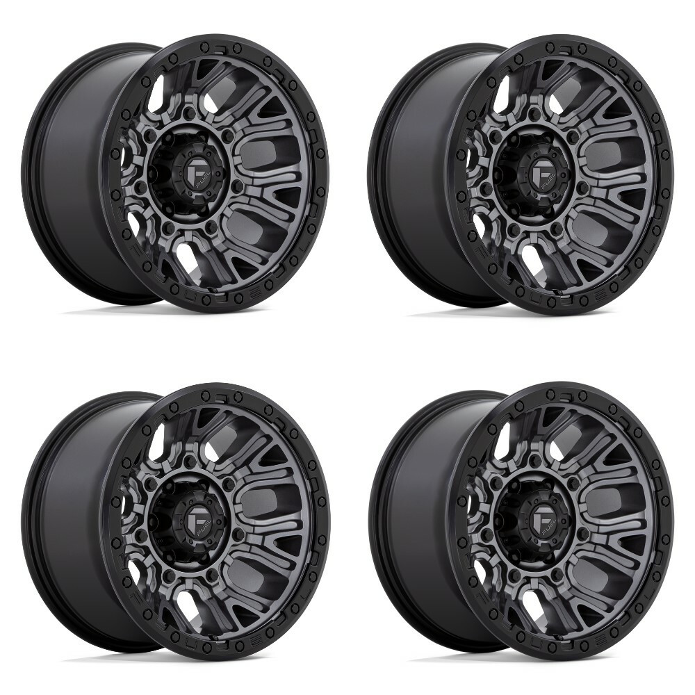 Set 4 Fuel  D825 Traction 20x10 8x170 Matte Gunmetal Black Ring Wheels 20" -18mm