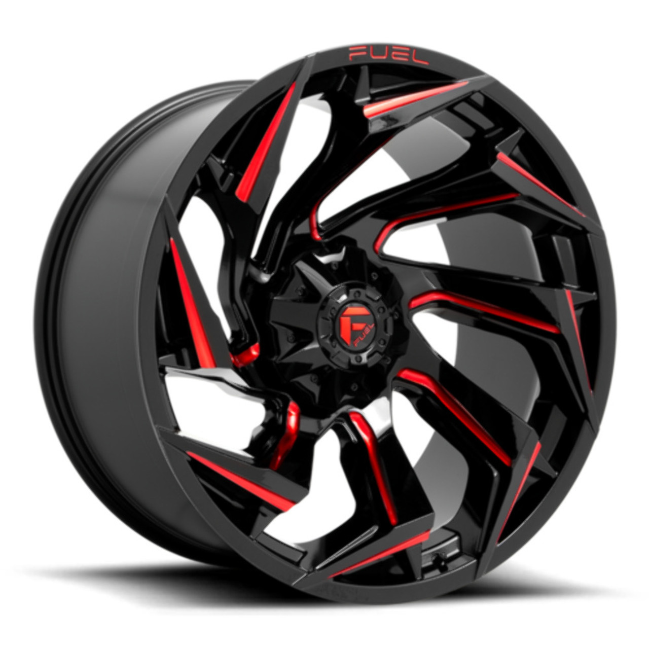 Set 4 Fuel  D755 Reaction 20x9 5x4.5 5x5 Black Milled Red Tint Wheels 20" 1mm