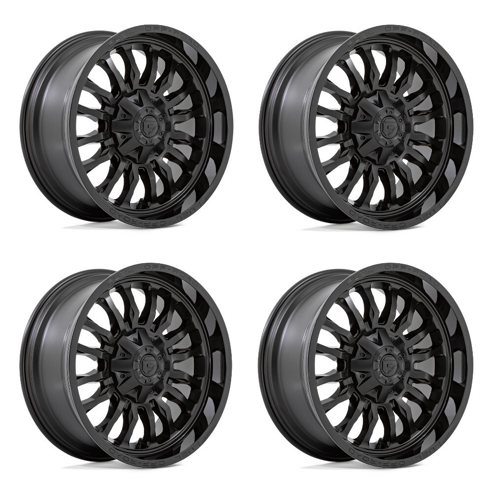 Set 4 20" Fuel D796 Arc 20x10 8x6.5 Matte Black Gloss Black Lip Wheels -18mm