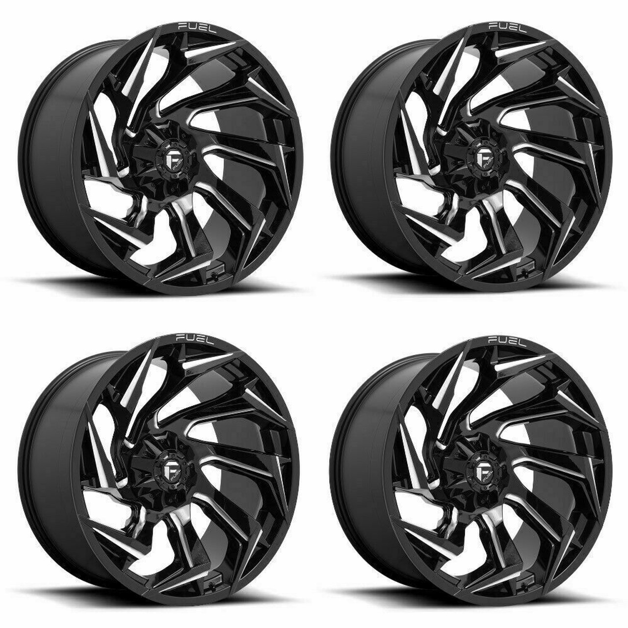 Set 4 Fuel D753 Reaction 18x9 8x170 Gloss Black Milled Wheels 18" -12mm Rims