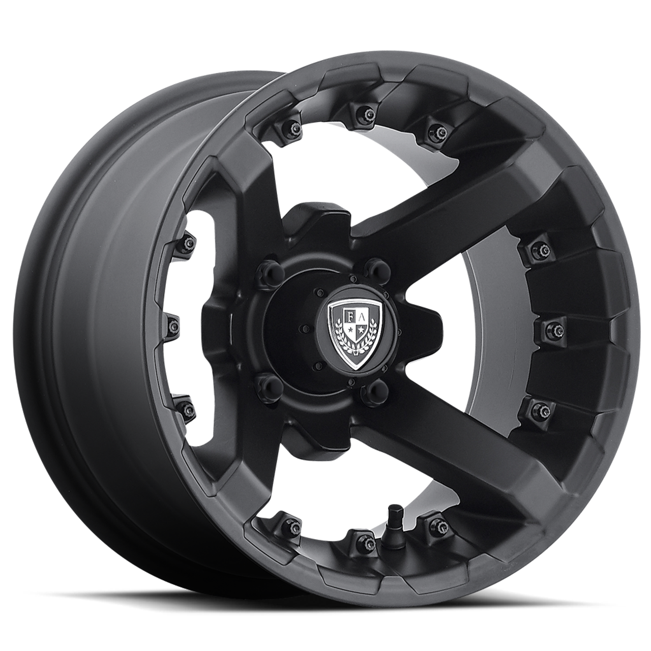 Set 4 Fairway Alloys FA138 Battle 12x7 4x4.0 Matte Black Wheels 12" -47mm Rims