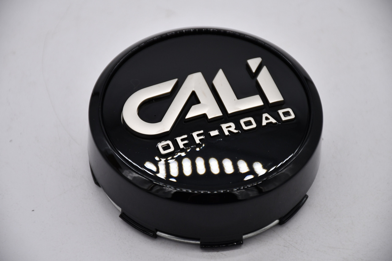 Genuine Cali Offroad C109112B01 gloss black OEM replacement wheel center cap for 5x5 (5x127) applications. Fits 9108 Switchback, 9110 Summit, 9111 Sevenfold, 9112 Gemini, 9113 Paradox, 9114 Purge, and 9115 Invader wheels.