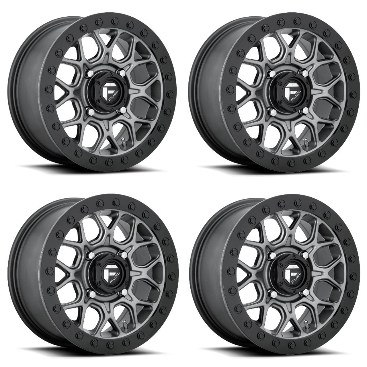 Set 4 Fuel UTV D919 Tech Beadlock 15x10 4x137 Gun Metal Black Wheels 15" 0mm