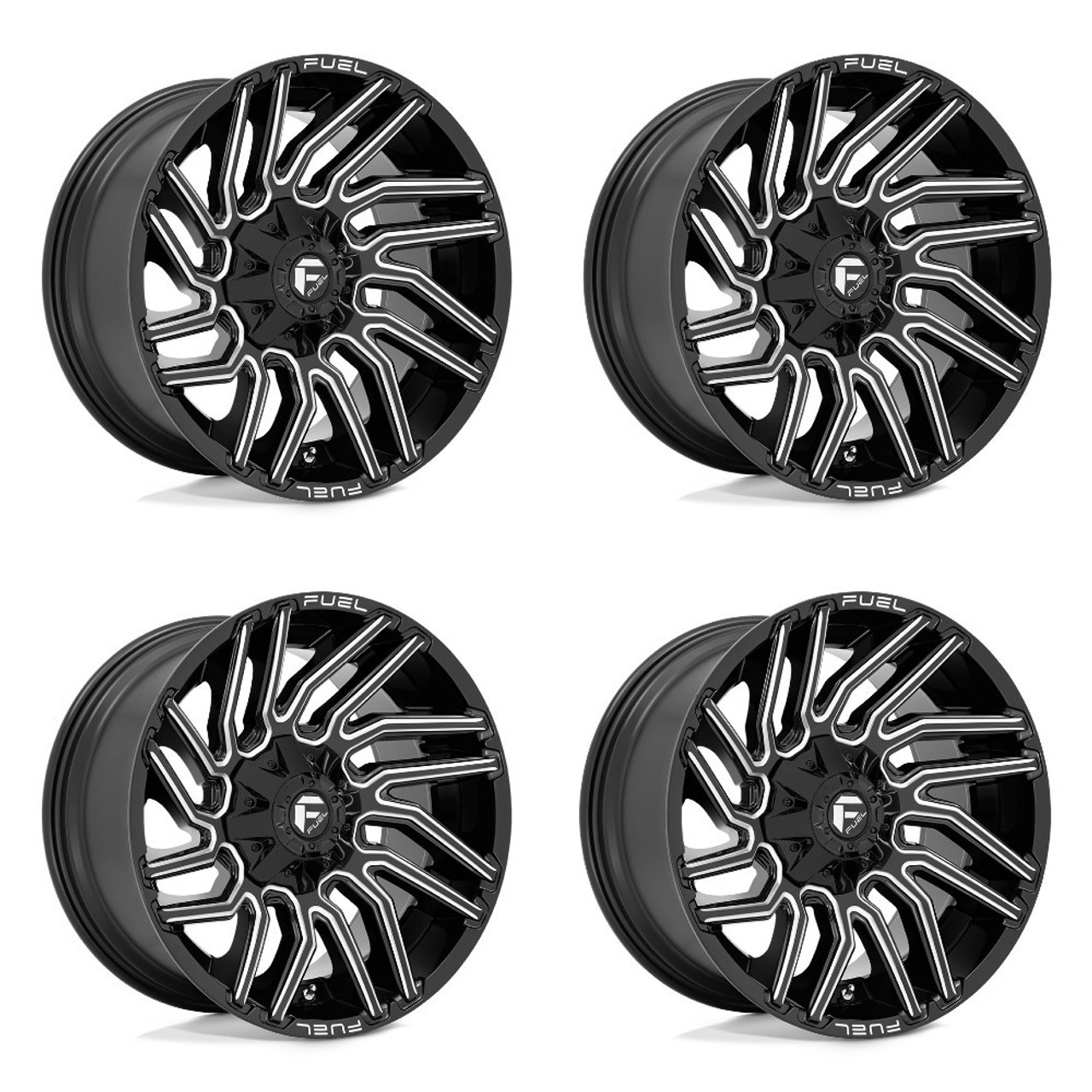 Set 4 Fuel D773 Typhoon 22x10 5x4.5 5x5 Gloss Black Milled Wheels 22" -18mm