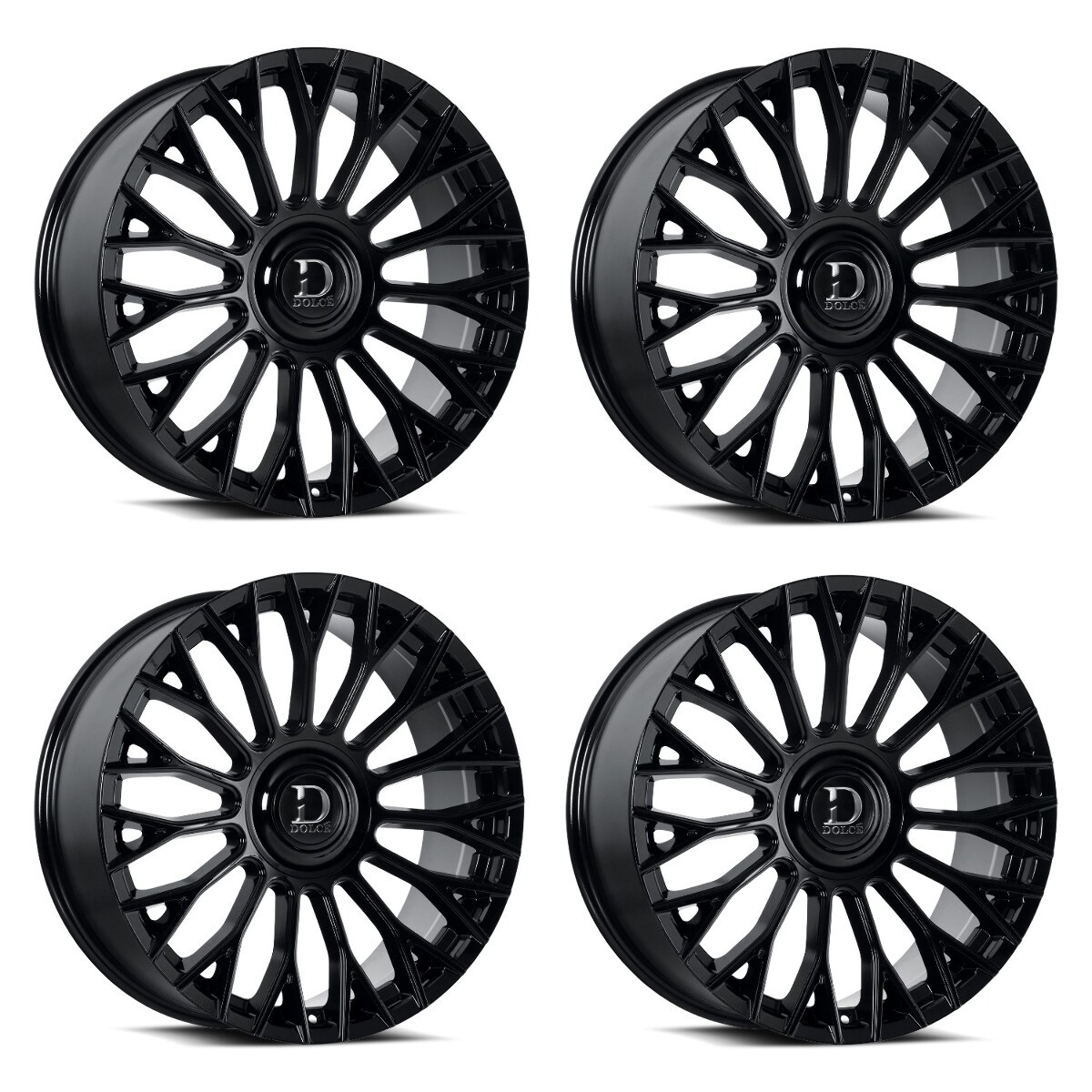 Set 4 24" Dolce Luxury Roma 24x9 5x112 5x120 28mm Gloss Black Sedan SUV Car Rims