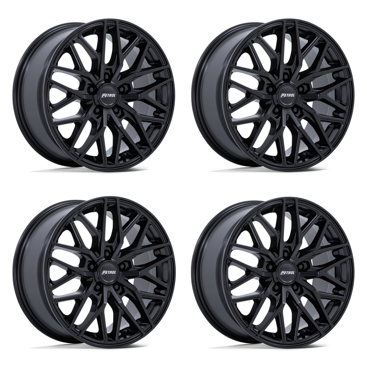 Set 4 18" Petrol PE004 P3E 18x8 5x110 40mm Matte Black Sedan Coupe SUV Wheels