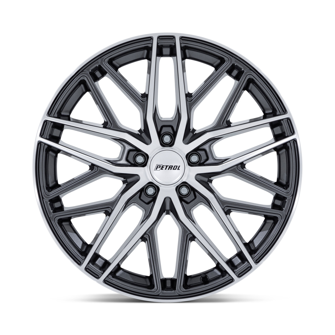18" Petrol Pe004 P3E 18x8 5x120 40mm Gloss Gunmetal Brushed-Mach Face Wheel Rim