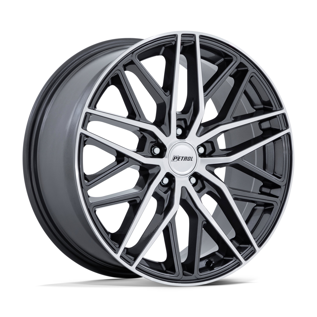 Set 4 18" Petrol PE004 P3E 18x8 5x4.5 40mm Gunmetal Brushed-Mach Face Wheels Rims