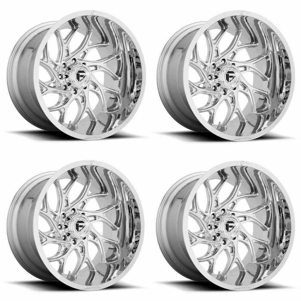 Set 4 20" Fuel D740 Runner 20x10 8x180 Chrome Wheels -18mm Lifted Truck Rims