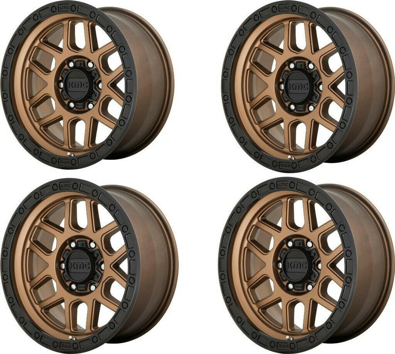 Set 4 17" KMC KM544 Mesa 17x9 6x4.5 Matte Bronze With Black Lip Wheels 18mm Rims