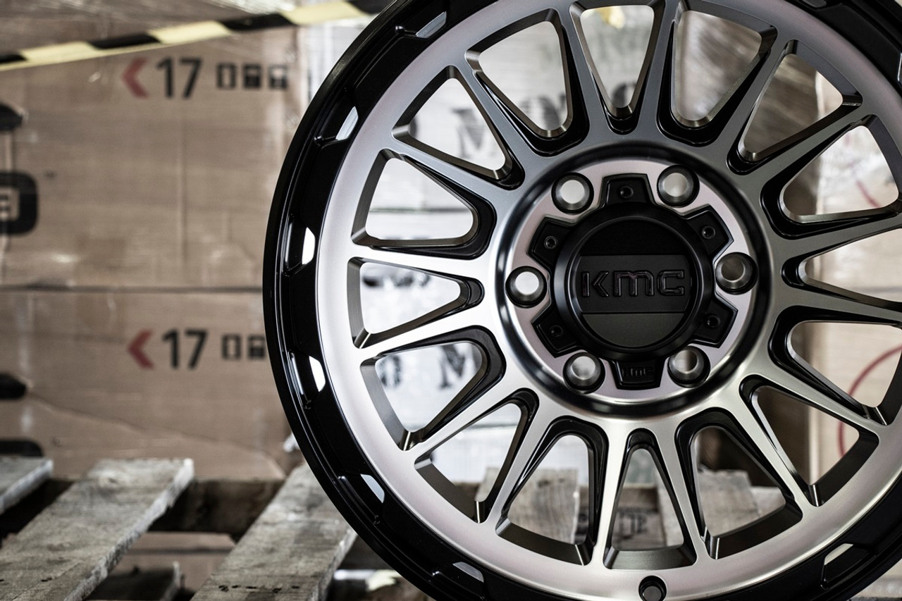 Set 4 KMC KM542 Impact 17x8.5 8x180 Satin Black Machined Wheels 17" 0mm Rims