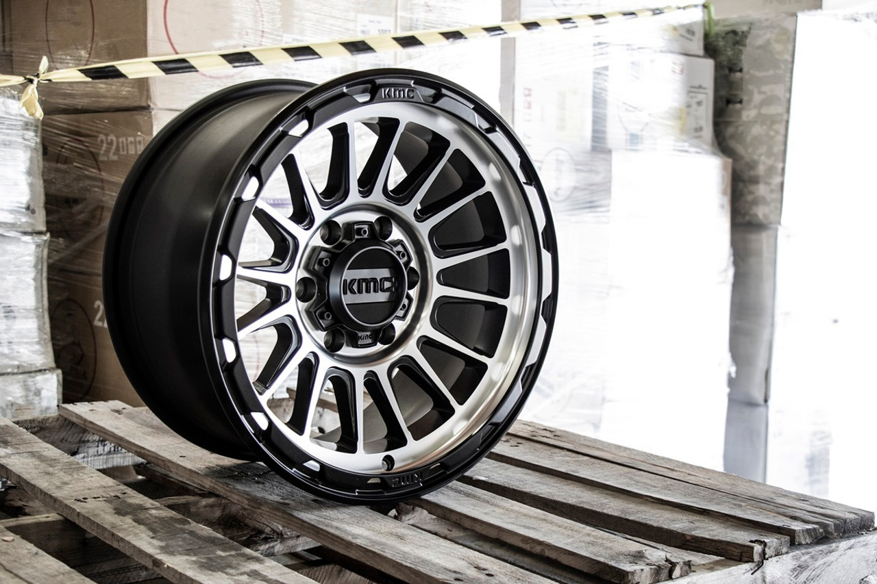 Set 4 KMC KM542 Impact 17x8.5 8x180 Satin Black Machined Wheels 17" 0mm Rims