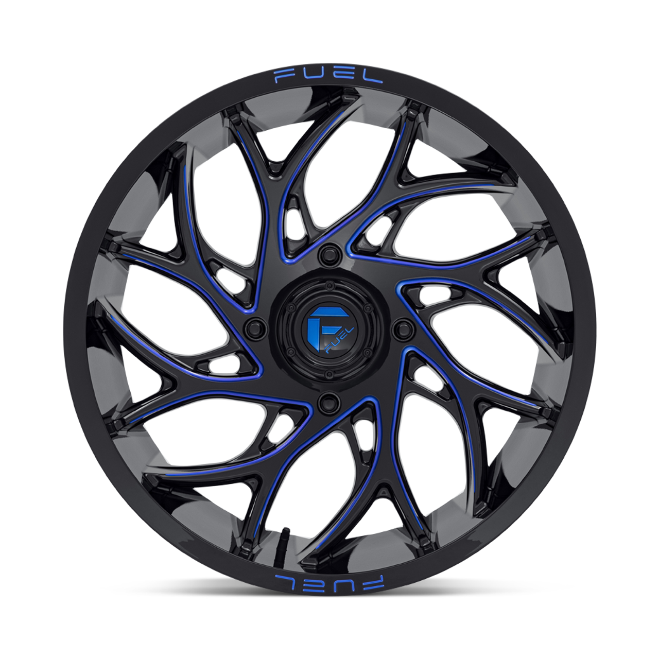Set 4 Fuel UTV D778 Runner Utv 20x7 4x137 Black Milled Blue Wheels 20" 13mm