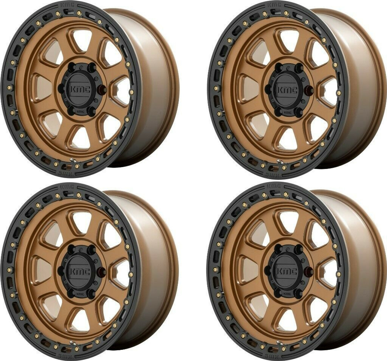 Set 4 KMC KM548 Chase 20x9 8x180 Matte Bronze With Black Lip Wheels 20" 0mm Rims