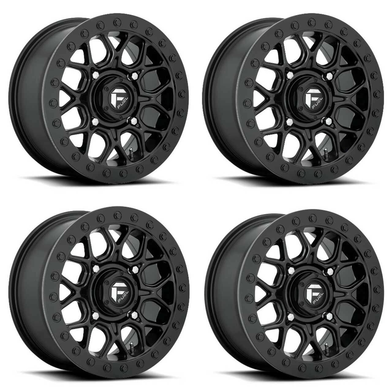 Set 4 Fuel UTV D916 Tech Beadlock 15x7 4x137 Matte Black Wheels 15" 38mm Rims