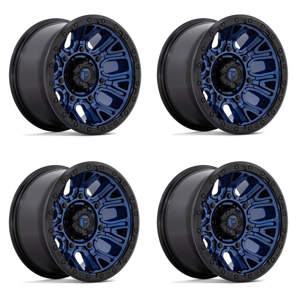 Set 4 Fuel D827 Traction 17x9 6x5.5 Dark Blue With Black Ring Wheels 17" 1mm