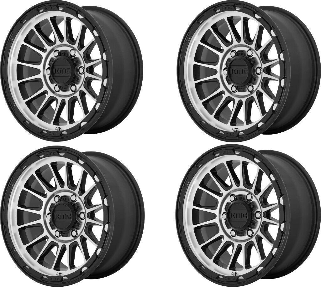 Set 4 16" KMC KM542 Impact 16x7 5x110 Satin Black Machined Wheels 30mm Rims