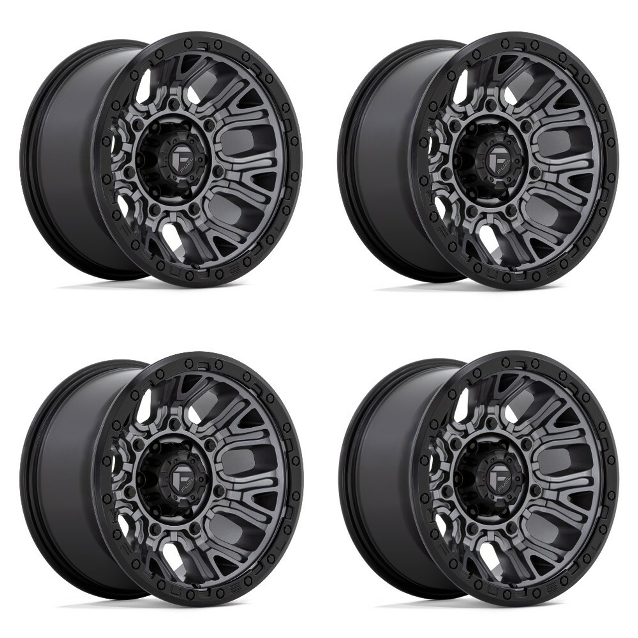 Set 4 Fuel  D825 Traction 17x9 6x5.5 Matte Gunmetal Black Ring Wheels 17" -12mm Set 4 Fuel  D825 Traction 17x9 6x5.5 Matte Gunmetal Black Ring Wheels 17" -12mm