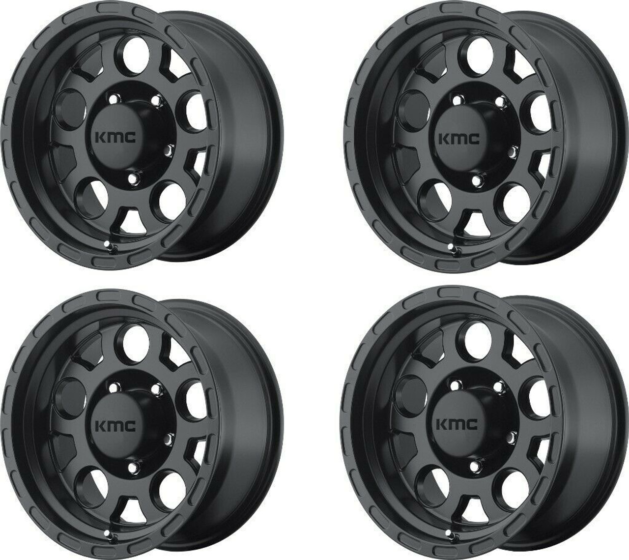 Set 4 KMC KM522 Enduro 18x9 6x135 Matte Black Wheels 18" 0mm Rims For Ford