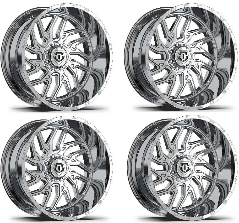 Set of 4 TIS 544C Chrome Plated 26x12 8x170 -44mm  wheels installed on Ford F250 F350 Super Duty featuring a custom wheel and tire package from A2i Wheel & Tire for improved style performance and fitment