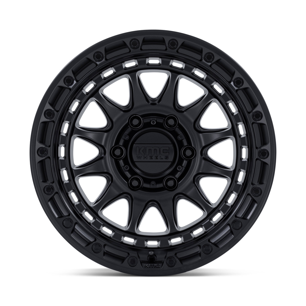 Set 4 17" KMC KM556 Crux 17x8.5 5x5 (5x127) 0mm  Blackout Offroad Truck Wheels