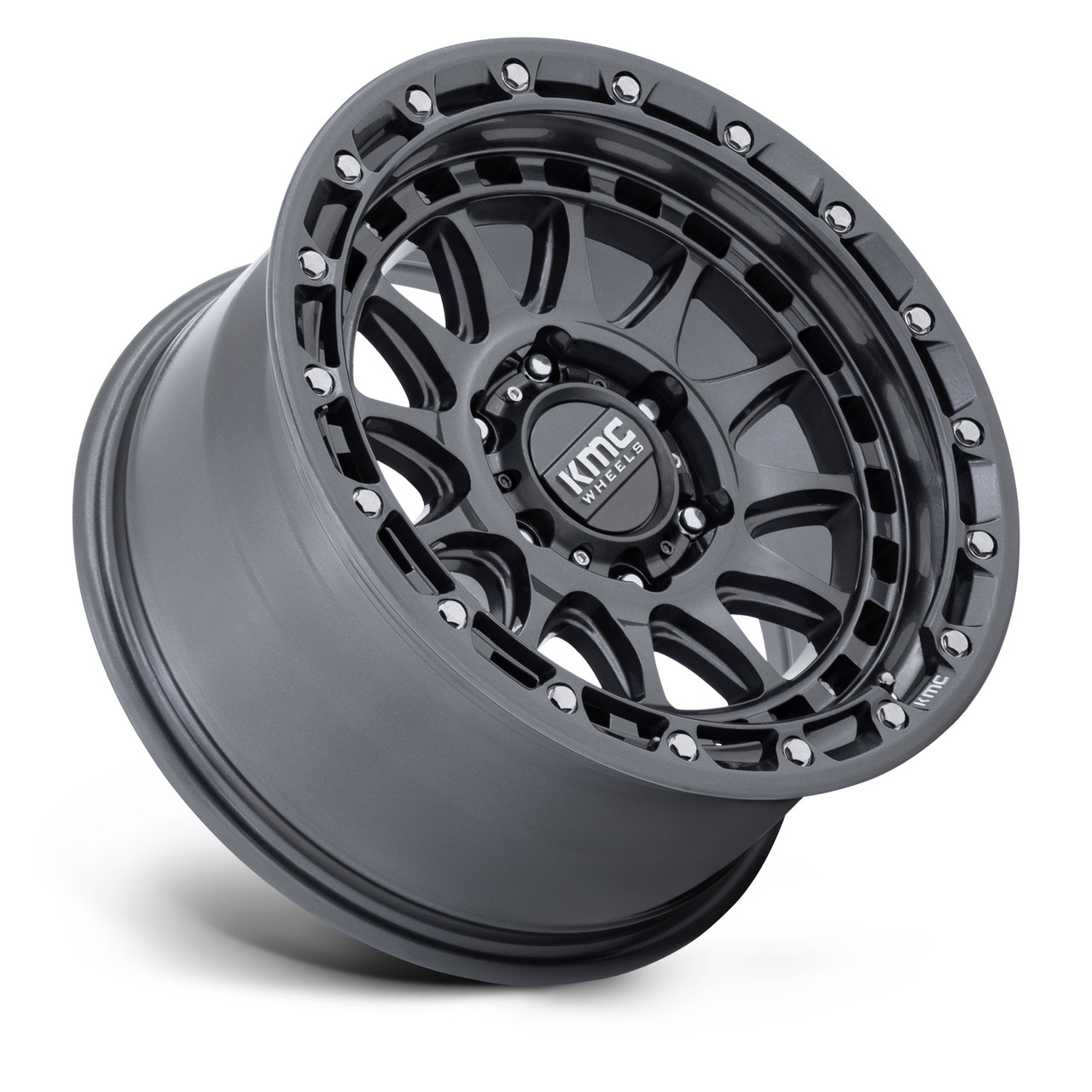 Set 4 17" KMC KM556 Crux 17x8.5 6x135 0mm Gloss Gunmetal Offroad Truck SUV Rims Wheels